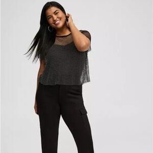 Torrid 3x Bedazzled Mesh Boxy Crop Top